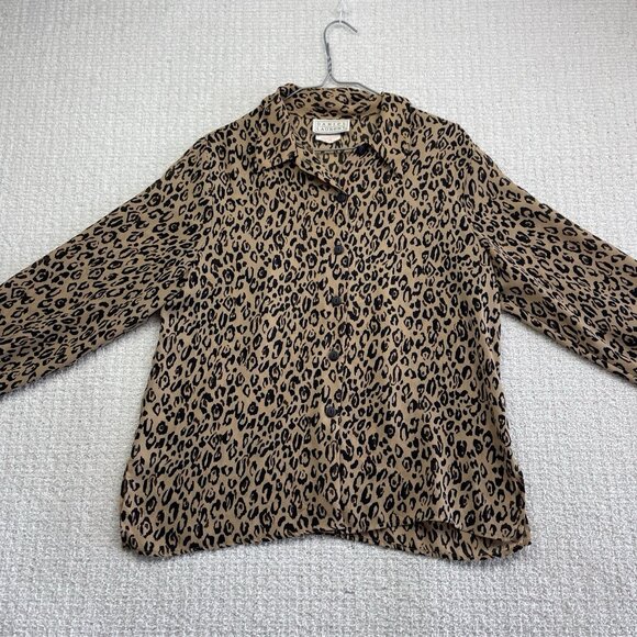 VTG Daniel Laurent Womens Blouse Sz M Animal Print Leopard AOP Sheer Canada Made - Picture 7 of 13